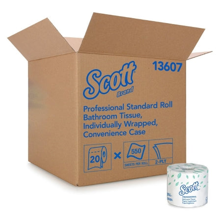 13607 Scott Essential Standard Size 2-Ply Cored Roll Toilet Tissue by Kimberly-Clark