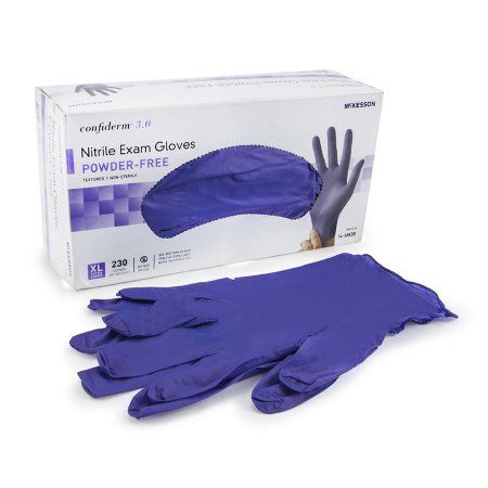 McKesson Confiderm 3.0 9.4 Inch Nitrile Ambidextrous Exam Gloves, 250s