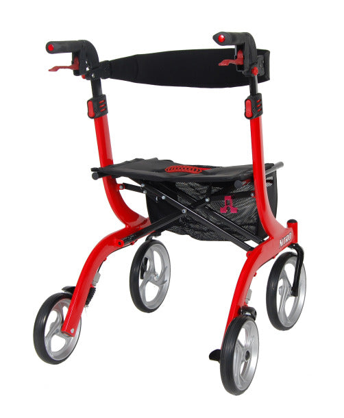 drive™ Nitro 4-Wheel Rollator, 10 in. wheel, 33-1/2 - 38-1/4 in. Handle, Red, 300 lbs., Aluminum Frame, 1/EA