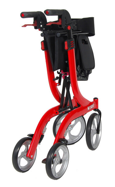 drive™ Nitro 4-Wheel Rollator, 10 in. wheel, 33-1/2 - 38-1/4 in. Handle, Red, 300 lbs., Aluminum Frame, 1/EA