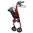 McKesson Folding Bariatric 4 Wheel Rollator, Red, Steel Frame