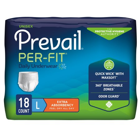 Prevail® Per-Fit® Unisex Disposable Absorbent Underwear, Pull On with Tear Away Seams, Heavy Absorbency
