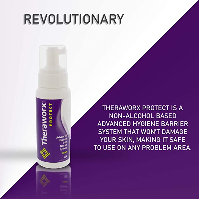 Rinse-Free Cleanser Theraworx® Protect Advanced Hygiene and Barrier System Foaming 7.1 oz. Pump Bottle Lavender Scent