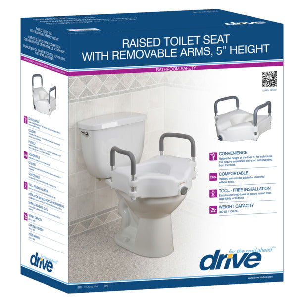 Drive 2-in-1 Locking Raised Toilet Seat with Tool-free Removable Arms - 1/EACH
