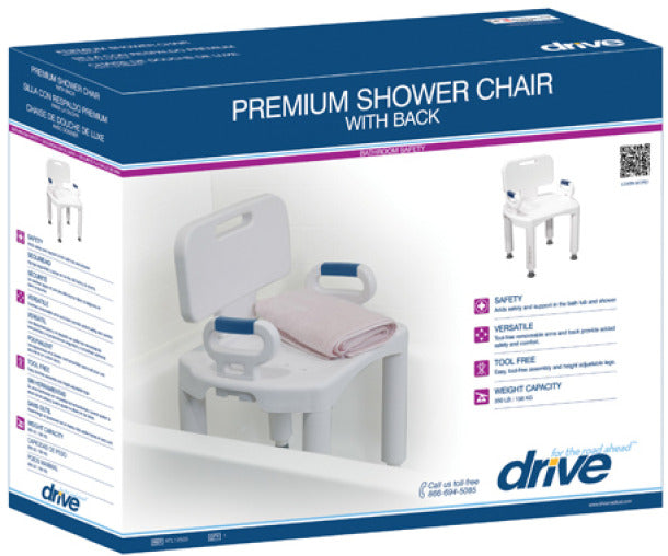 Drive Premium Series Shower Chair with Back and Arms 1 EA