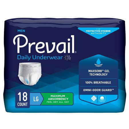 Prevail Men's Daily Underwear, Disposable Absorbent Underwear, Heavy Absorbency
