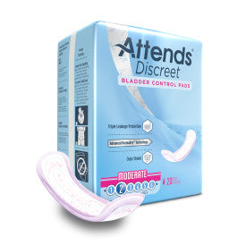 Attends® Discreet Female Disposable Bladder Control Pad, One Size Fits Most, Moderate Absorbency