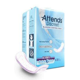 Attends® Discreet Female Disposable Bladder Control Pad, One Size Fits Most, Moderate Absorbency
