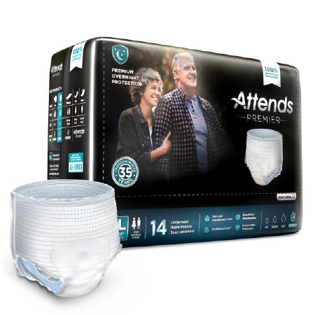 Attends® Premier Unisex Disposable Overnight Pull On Absorbent Underwear, Heavy Absorbency
