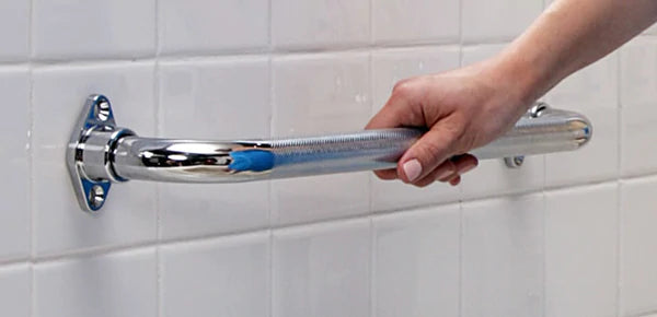 AquaSense® Knurled Chrome Grab Bar with Rotating Flange, 16 inches