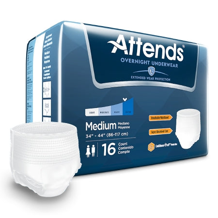 Attends® Overnight Unisex Disposable Absorbent Underwear, Pull On with Tear Away Seams, Heavy Absorbency