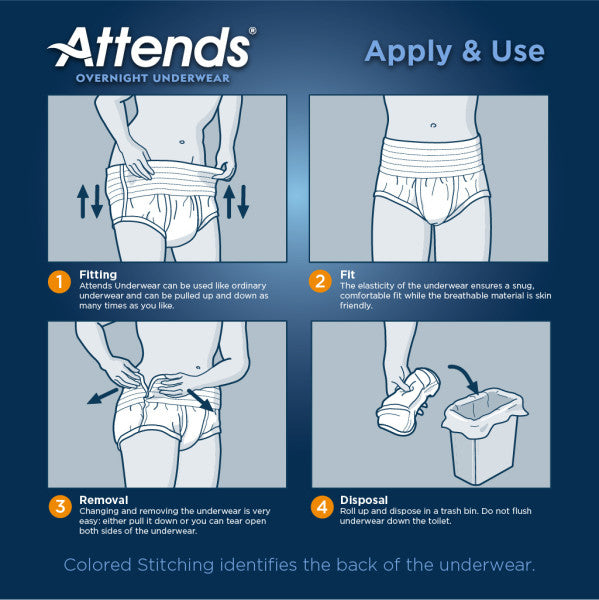 Attends Overnight Disposable Underwear Pull On with Tear Away