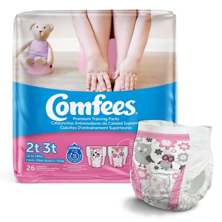Comfees® Female Disposable Toddler Training Pants, Pull On with Tear Away Seams, Moderate Absorbency