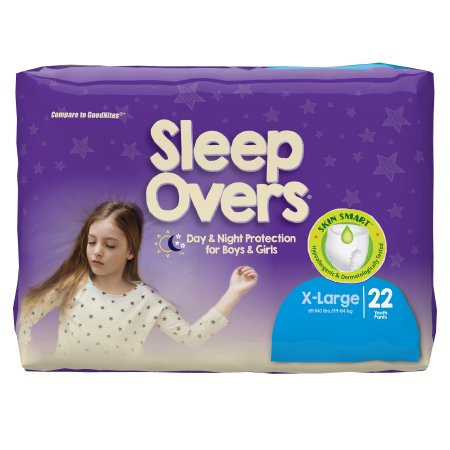 Cuties® Sleep Overs® Unisex Disposable Absorbent Underwear, Pull On with Tear Away Seams, Heavy Absorbency