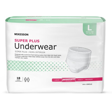 McKesson Super Plus Unisex Disposable Absorbent Underwear, Pull On with Tear Away Seams, Moderate Absorbency