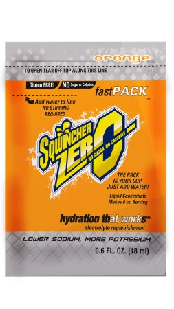 Sqwincher® Fast Pack® Zero Flavored Electrolyte Replenishment Drink Mix, 6 oz. Individual Packet Liquid Concentrate
