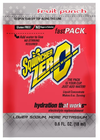 Sqwincher® Fast Pack® Zero Flavored Electrolyte Replenishment Drink Mix, 6 oz. Individual Packet Liquid Concentrate