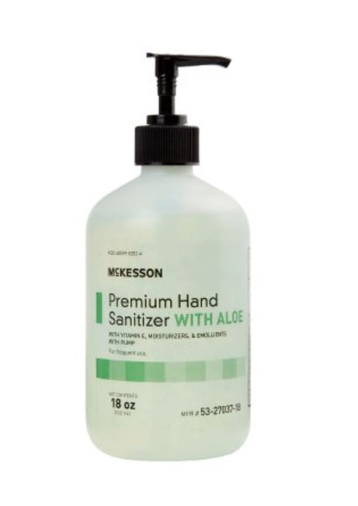 McKesson Hand Sanitizer with Aloe Premium 18 oz. Ethyl Alcohol Gel Pump Bottle