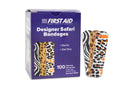 Stat Strip® Rectangular Sterile Adhesive Plastic Strip, 3/4 x 3 in., Designer Safari Kid Design, 100/BX