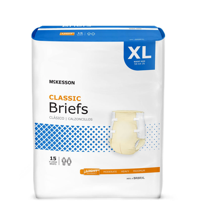 McKesson Lite Adult Light-Absorbent Incontinent Brief, Extra-Large, Beige, 15/BG