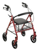 McKesson 4-Wheel Rollator, 7.5 in. wheel, 31 - 37 in. Handle, Red, 300 lbs., Steel Frame, 1/EA