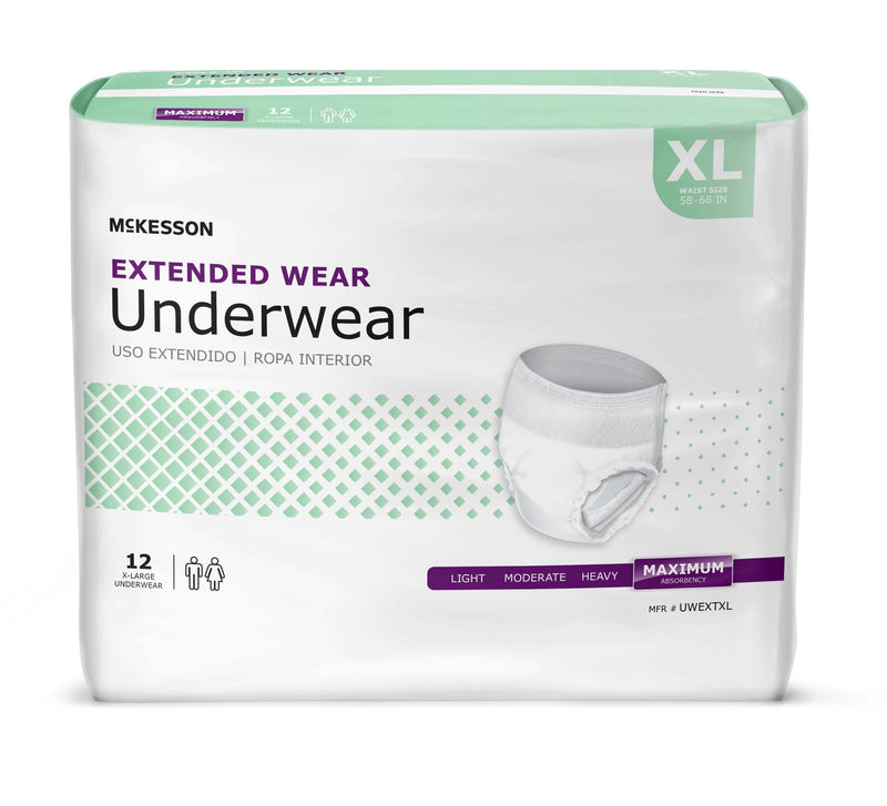 McKesson Extended Wear Incontinence Underwear, Extra Large, 48/CS