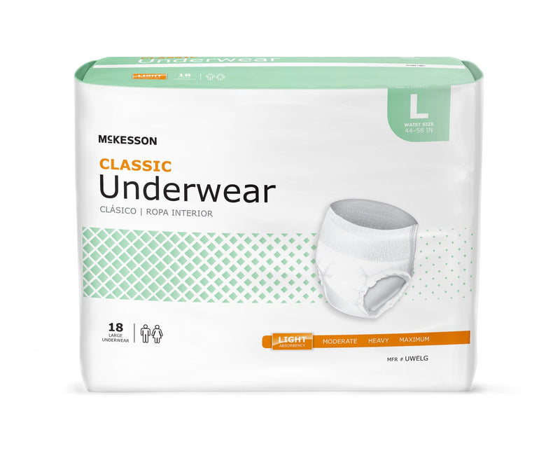 McKesson Lite Adult Light-Absorbent Pull-On Underwear, Large, 72/CS