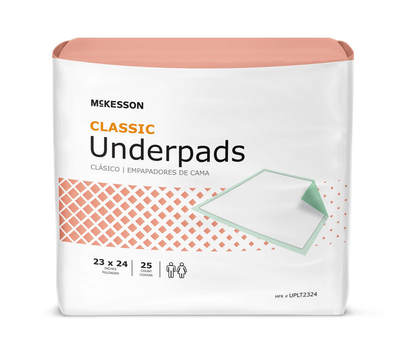 McKesson Classic Plus Unisex Disposable Fluff / Polymer Underpad, Light Absorbency