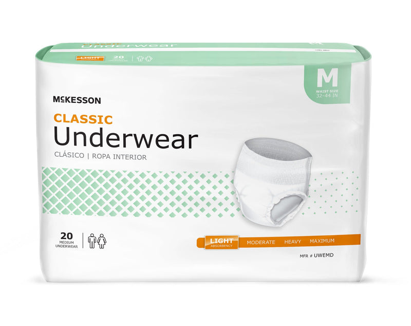 McKesson Lite Adult Light-Absorbent Pull-On Underwear, Medium, 80/CS
