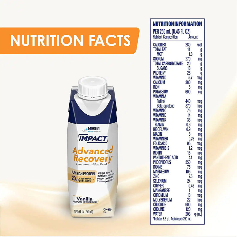 Oral Protein Supplement Impact Advanced Recovery® Vanilla Flavor Ready to Use 8.45 oz. Carton