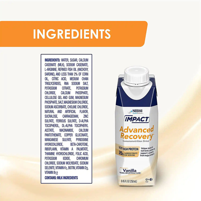 Oral Protein Supplement Impact Advanced Recovery® Vanilla Flavor Ready to Use 8.45 oz. Carton