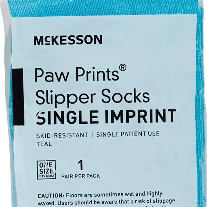 McKesson Paw Prints Slipper Socks - One Pair