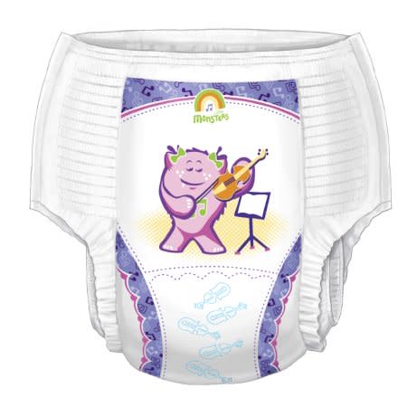 Curity™ Disposable Daytime / Overnight Girls Training Pants, Pull On with Tear Away Seams, Little Monsters Print, Heavy Absorbency