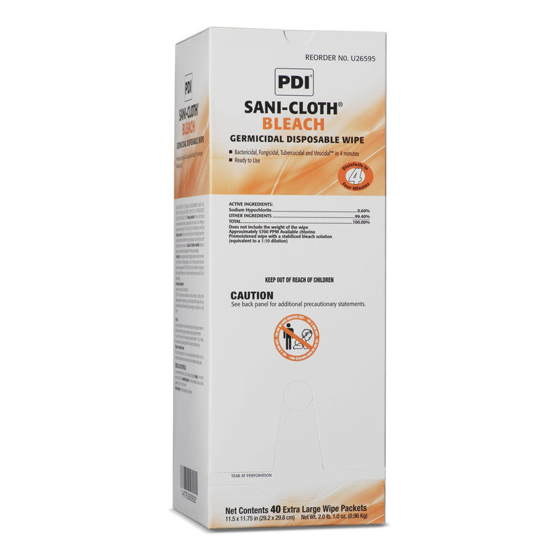 Sani-Cloth® Bleach Surface Disinfectant Cleaner Wipe, Wipe, 40 Count, 120/CS
