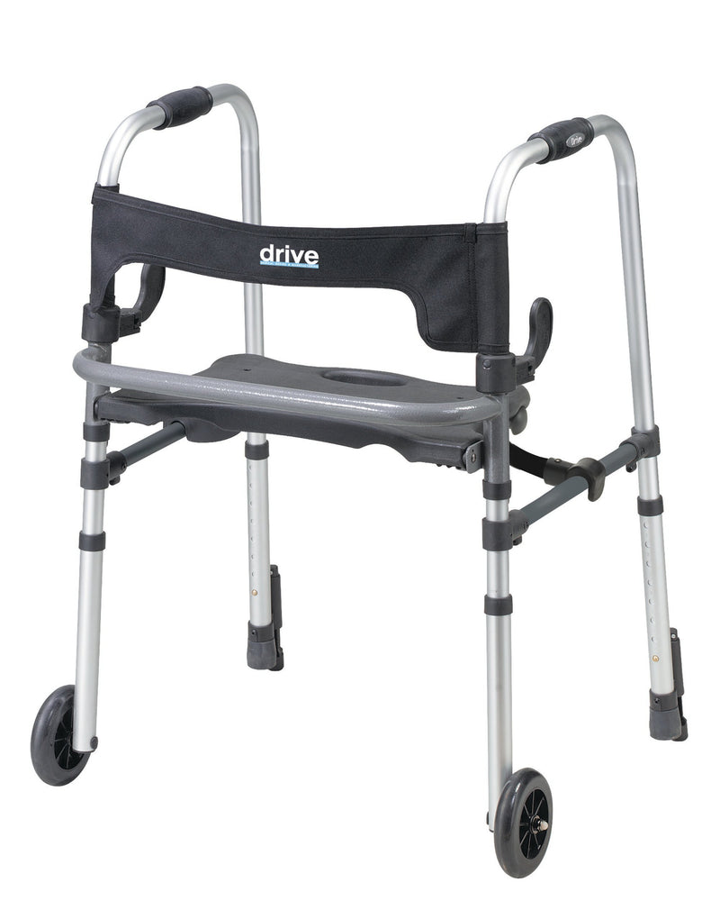 drive™ Clever-Lite LS Dual Release Folding Walker, 29.5 - 39 in., Silver, 300 lbs. Capacity, Aluminum, 1/EA