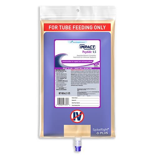 Impact® Peptide 1.5 Adult Tube Feeding Formula, Unflavored, 33.8 oz. Bag Ready to Hang