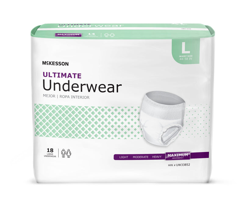 McKesson Ultimate Incontinence Underwear, Large, 18/BG
