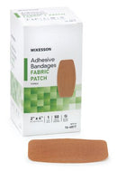 McKesson Rectangular Sterile Adhesive Fabric Strip, 2 x 4 in., Tan, 50/BX