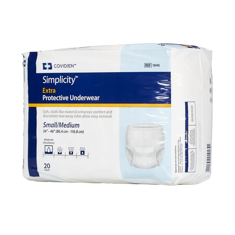 Covidien Simplicity™ Adult Moderate-Absorbent Pull-On Underwear, Small/Medium, White, 20/BG