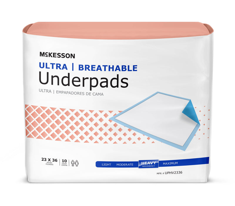 McKesson Heavy-Absorbent Low-Air-Loss Underpad, 23 x 36 Inch, 10/BG