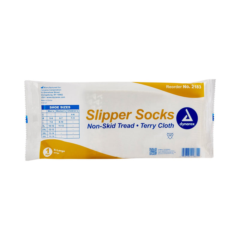 Slipper Socks Soft Sole X-Large Beige Ankle High -Men's Size 10 to 12, Women's Size 11 to 13